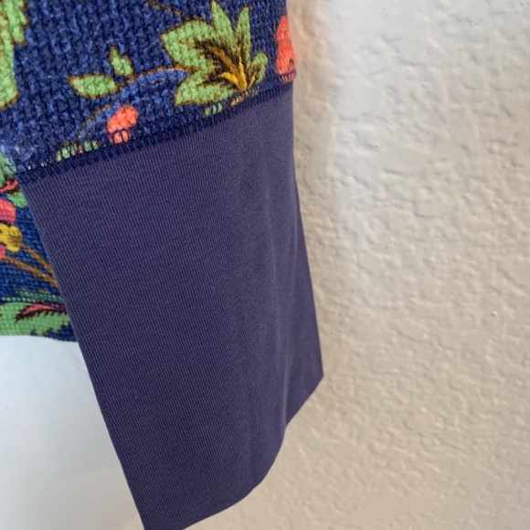 Sundance Blue Thermal Long Sleeve Top Women PETITE Large Floral Bird Print Boho - Picture 8 of 14